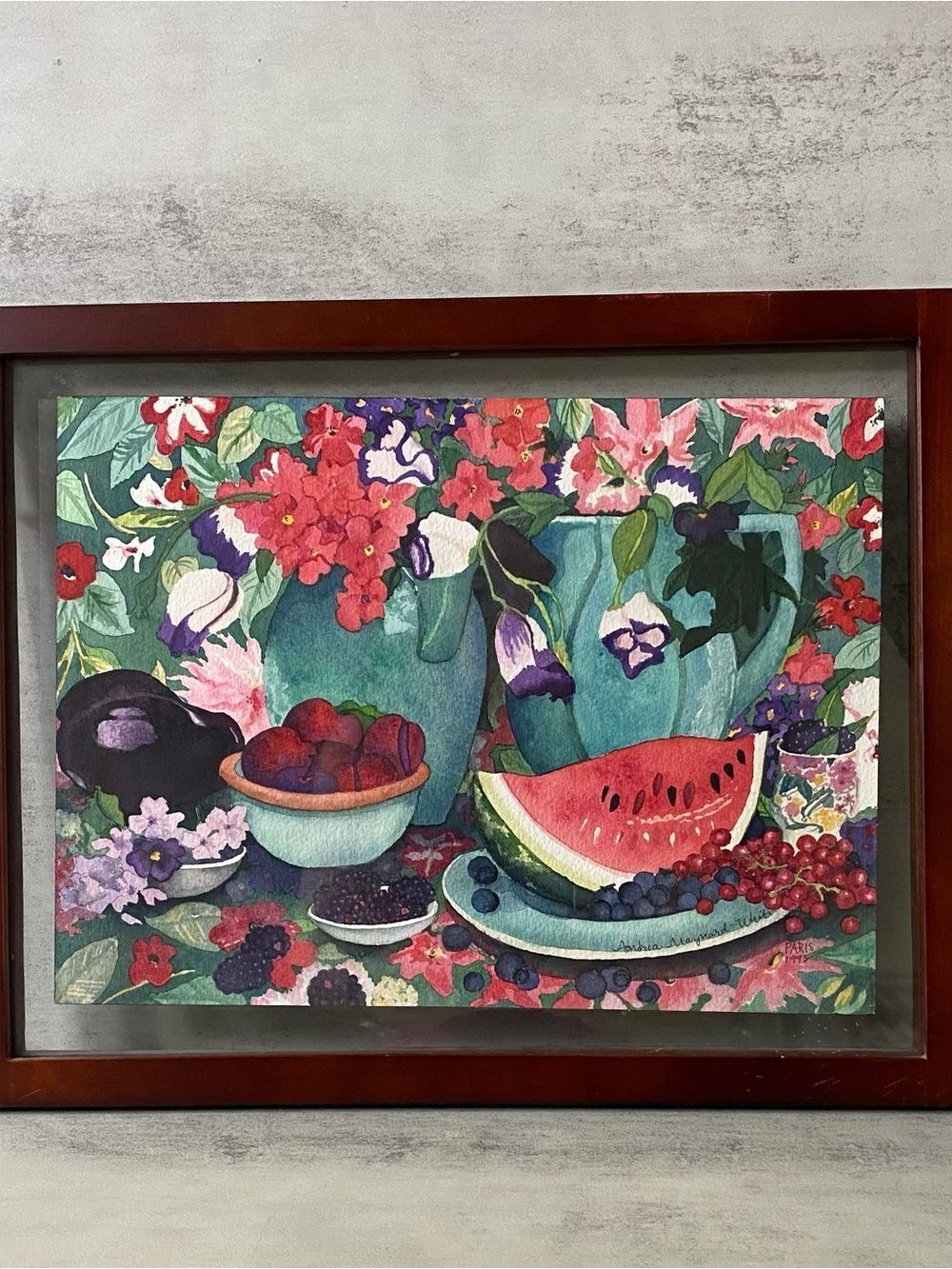 RARE 1993 Watercolor By Aordrea Maynard White “PARIS”